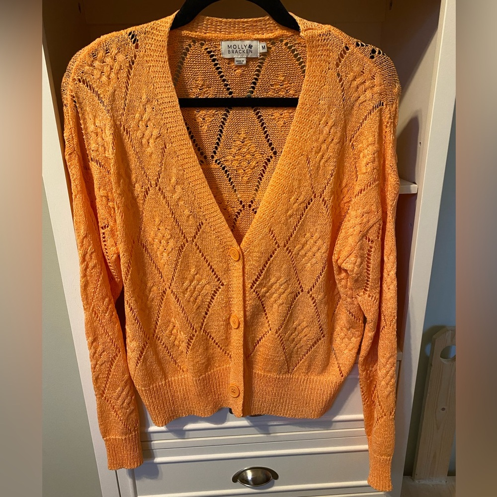 Molly Bracken Melon Knit Cardigan, M, NWOT.